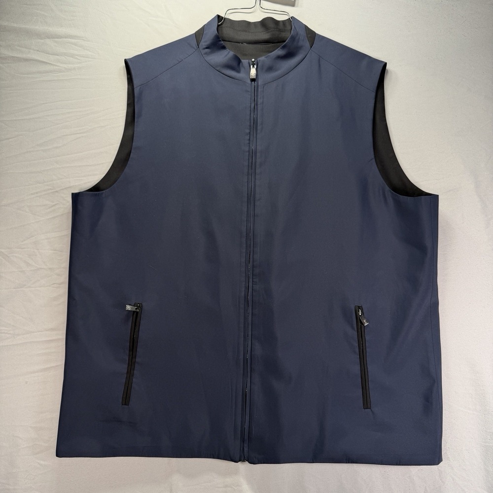 Hart Schaffner Marx Reversible Wool Tech Performance Vest Mens Large Blue Black